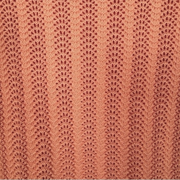 J Crew Womens Pointelle Sweater Medium Peach Ruffle Sheer Preppy Pastel Dainty - Picture 11 of 14
